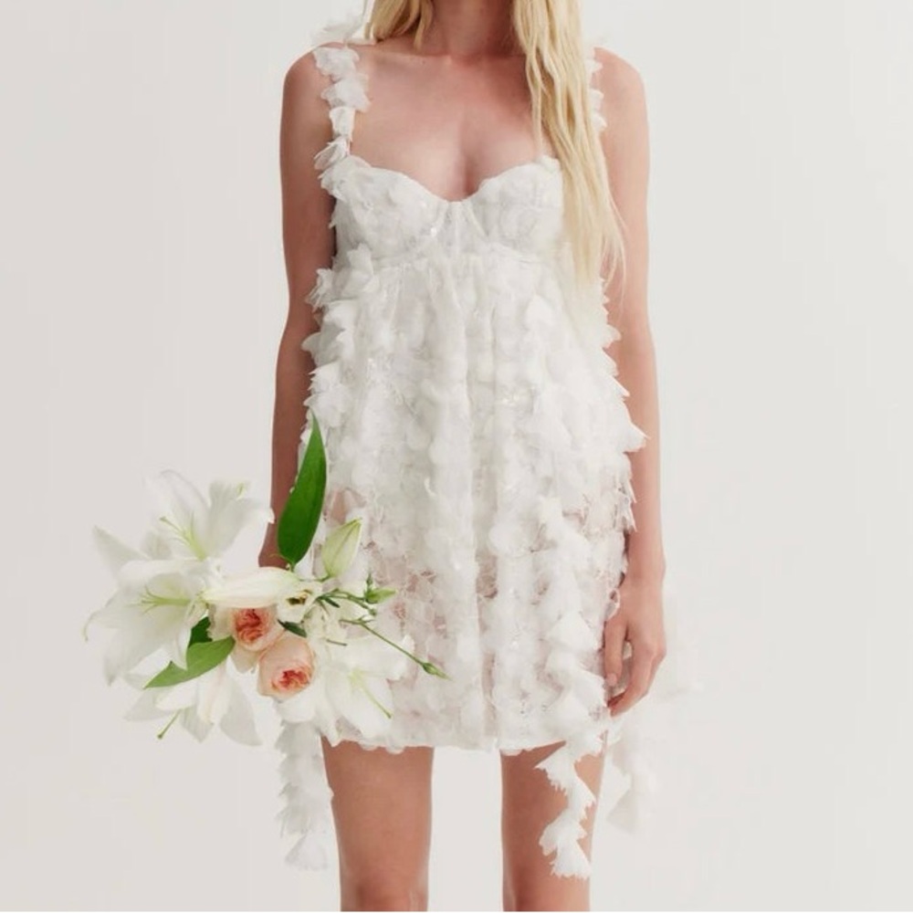 For Love And Lemons White Babydoll Midi Bellatrix Dress